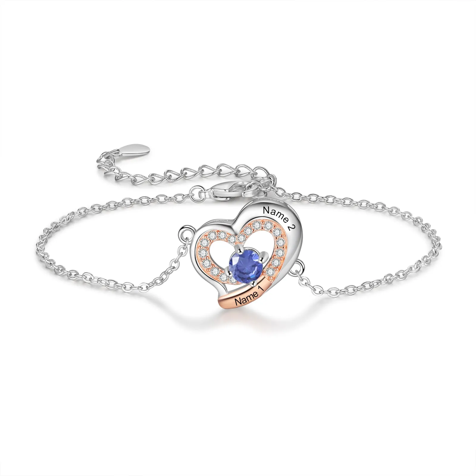 Custom Heart Shaped Birthstone Bracelet