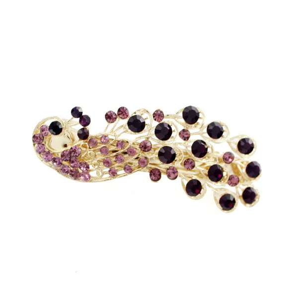 Czech Rhinestone Peacock Hair Barrette