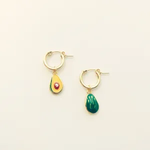 Dainty Avocado Charm Hoop Earrings in 14k Gold Fill