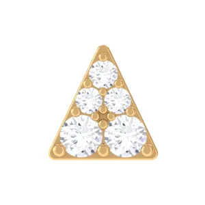 Dainty Moissanite Gold Triangle Earring for Cartilage Piercing