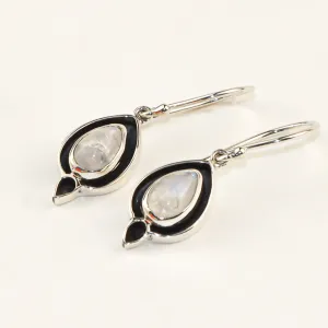 Dark Drop Moonstone Earrings