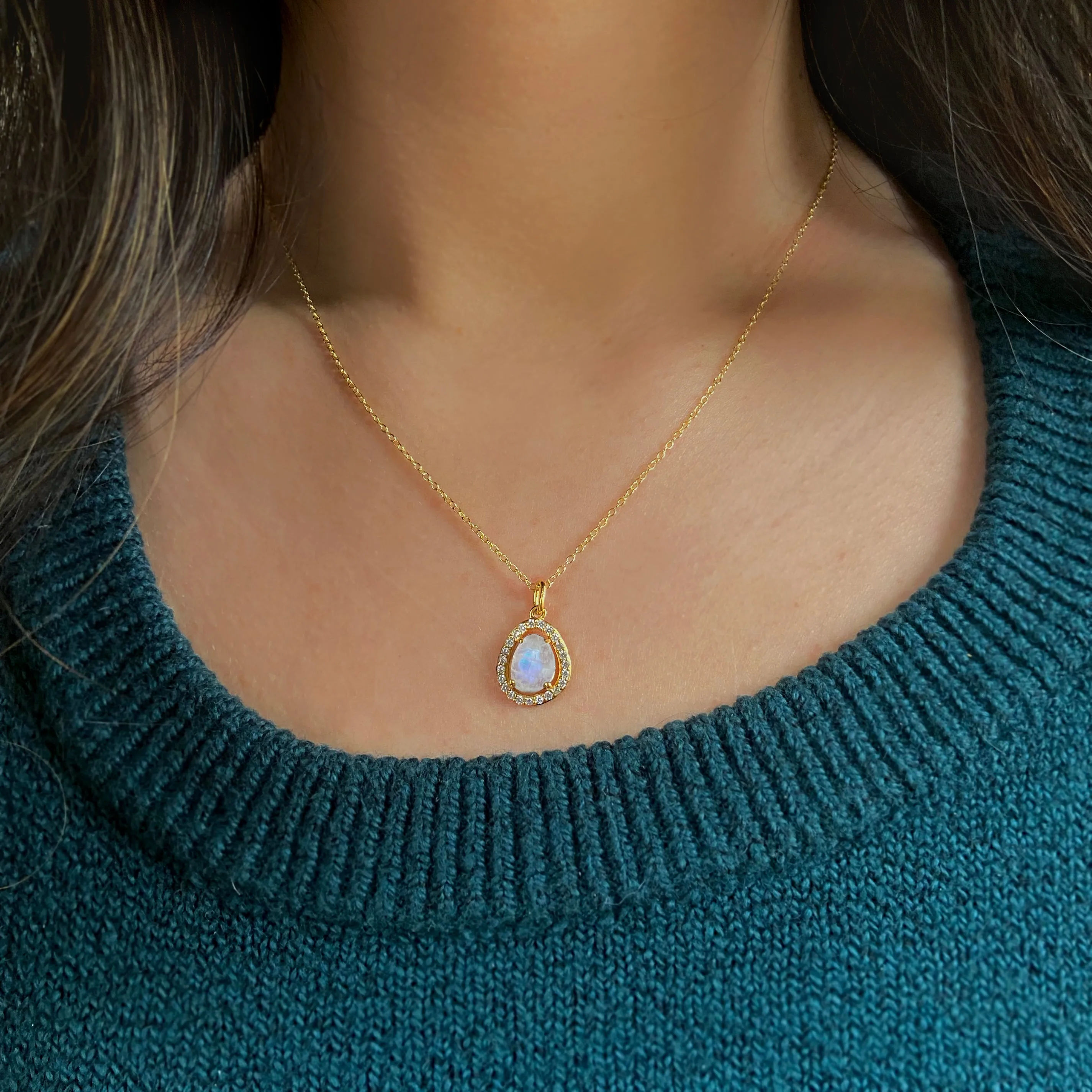 Deanna Necklace with Floating Moonstone Gemstone