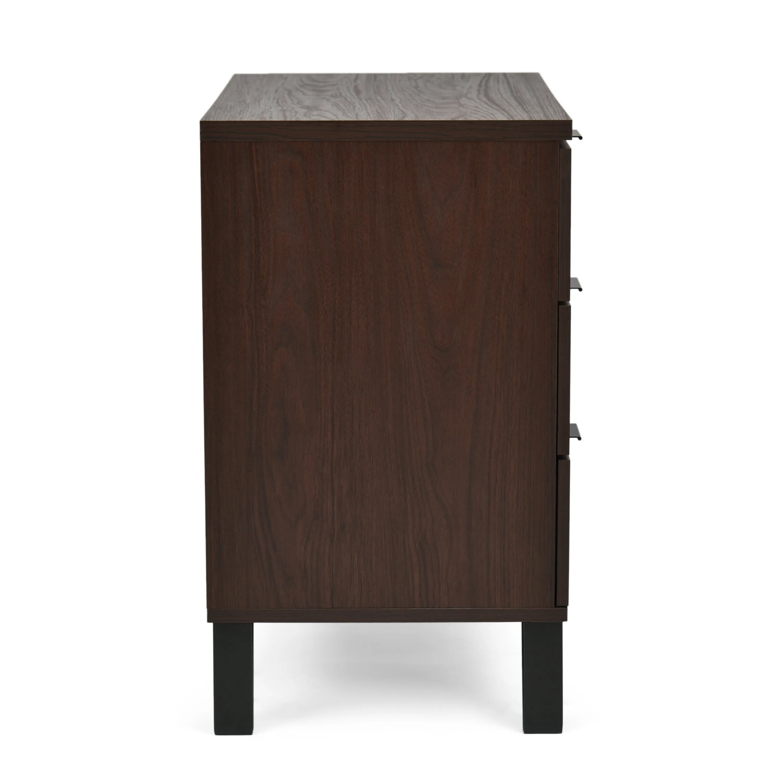 Demijen Modern Industrial 3 Drawer Wide Dresser, Walnut and Matte Black