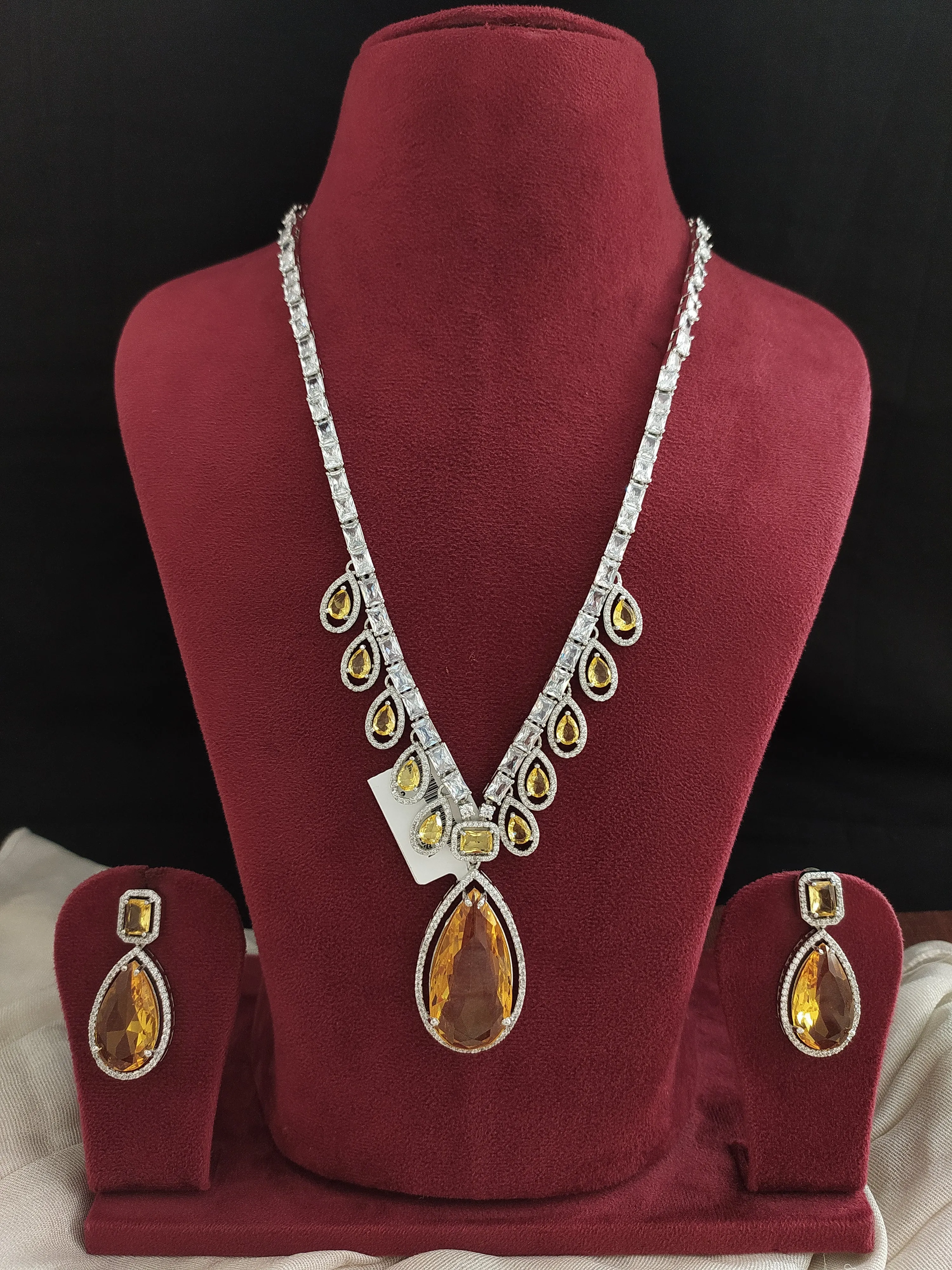 Designer Zircon Stones Necklace Set with AD & Zircon Stones