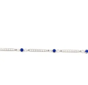 Diamond Bracelet with Sapphire Stations