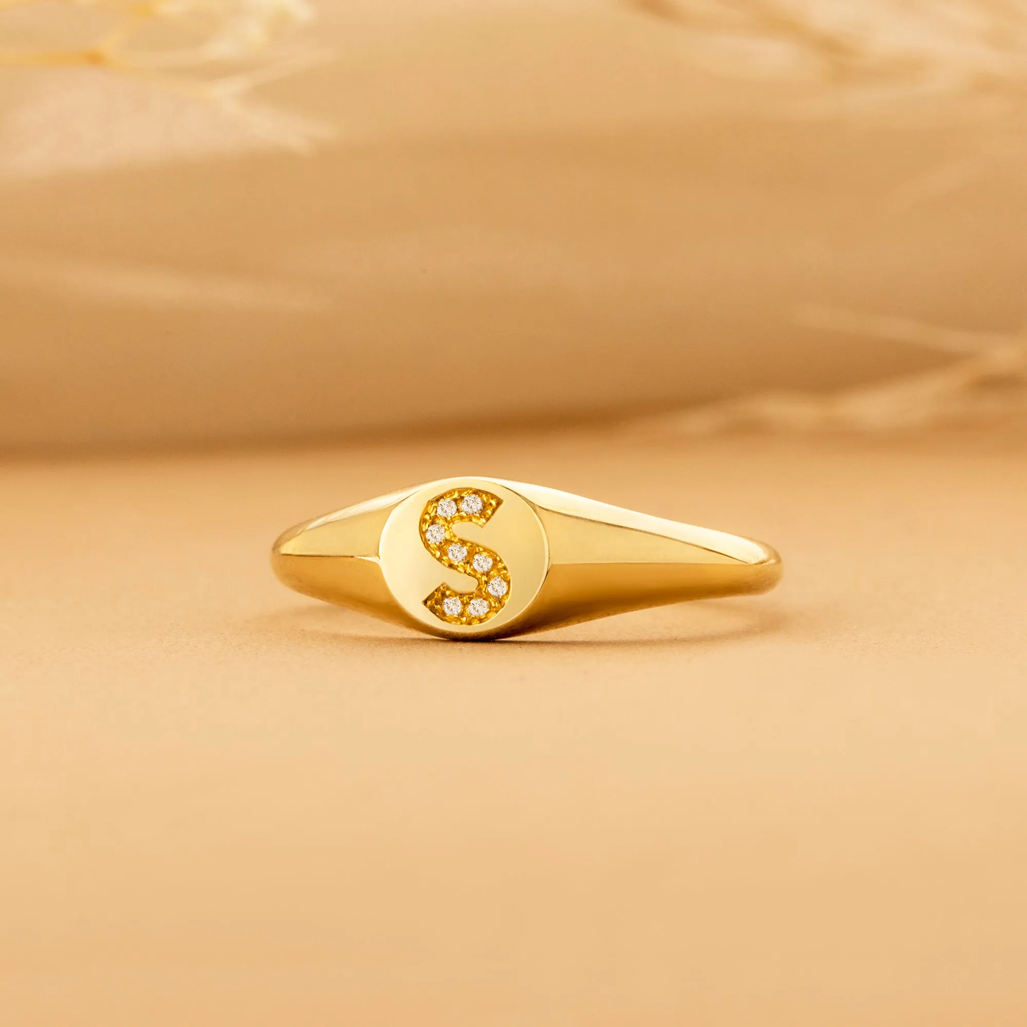 Diamond Initial Signet Ring, Sierra