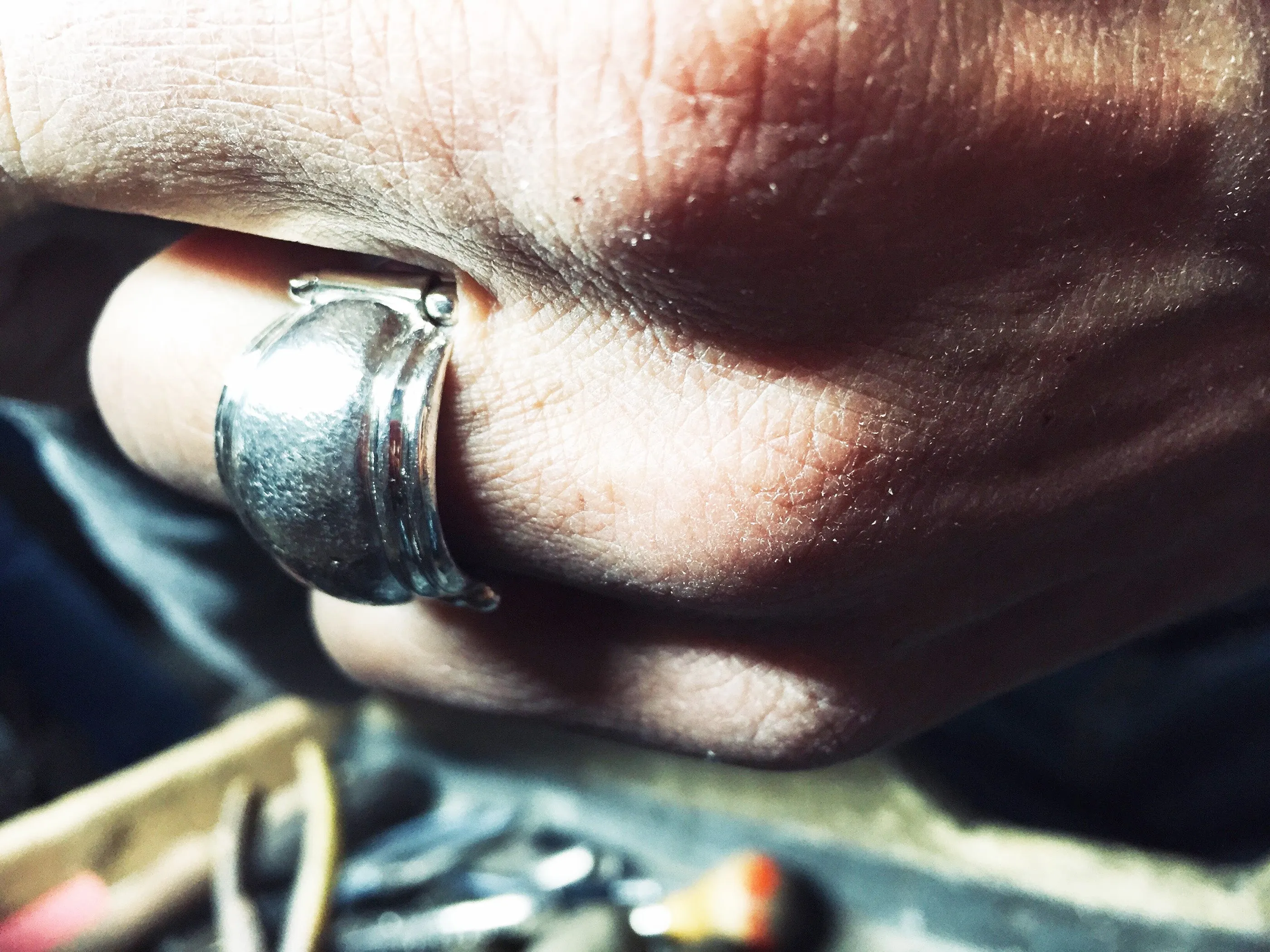 Domed Hammered Men's Ring