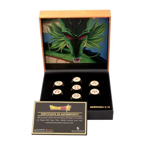 Dragon Ball Gold Plated Base Metal Star Adjustable Signet Ring Set with Enamel Artwork