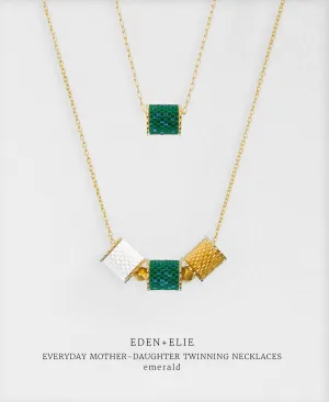 EDEN   ELIE Mother-Daughter twinning necklaces set - emerald green