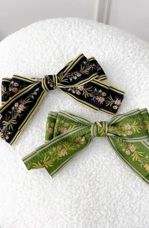 Embroidered Double Bow Hairpin