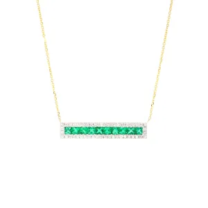 Emerald and Diamond Bar Pendant