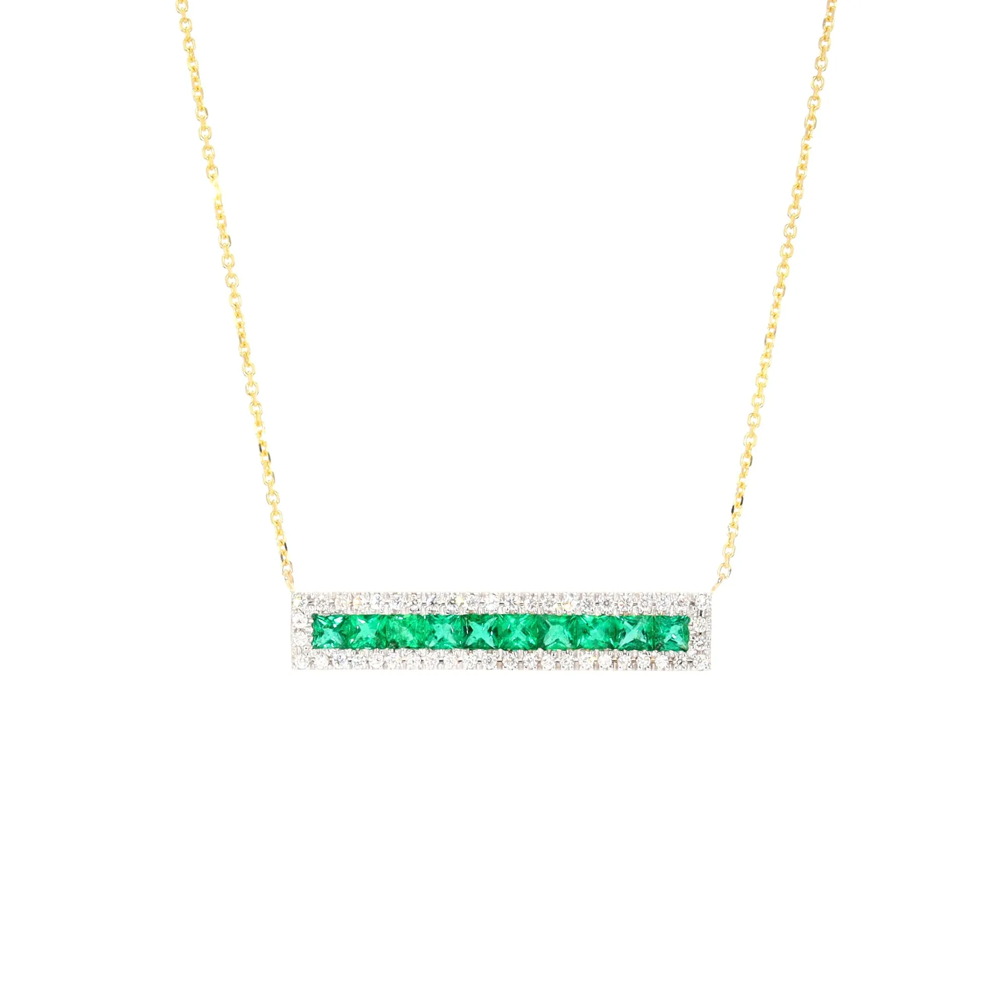 Emerald and Diamond Bar Pendant