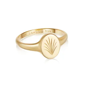 Engraved Palm Signet Ring 18ct Gold Plate