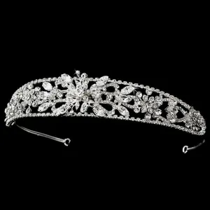 Fabulous Silver Plated Crystal Floral Headband Headpiece