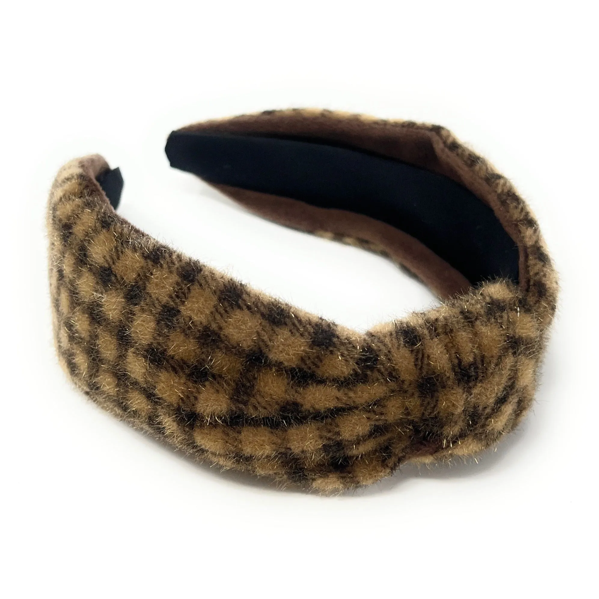 Faux Fur Plaid Knot Headband