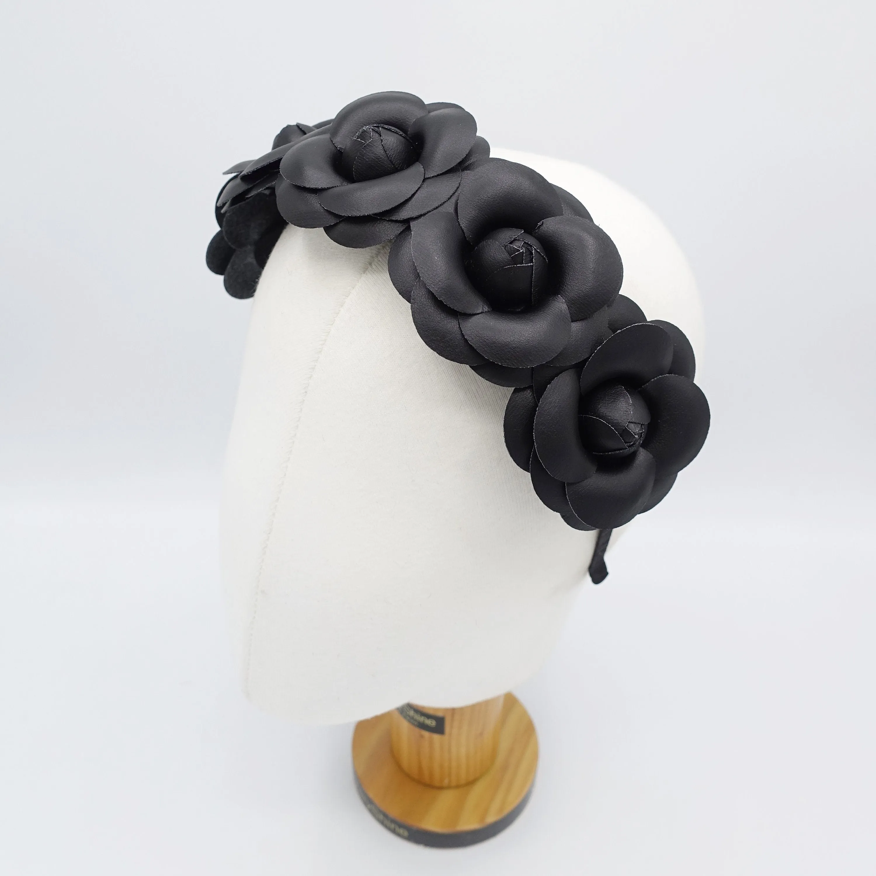 five camellia headband black camellia hairband