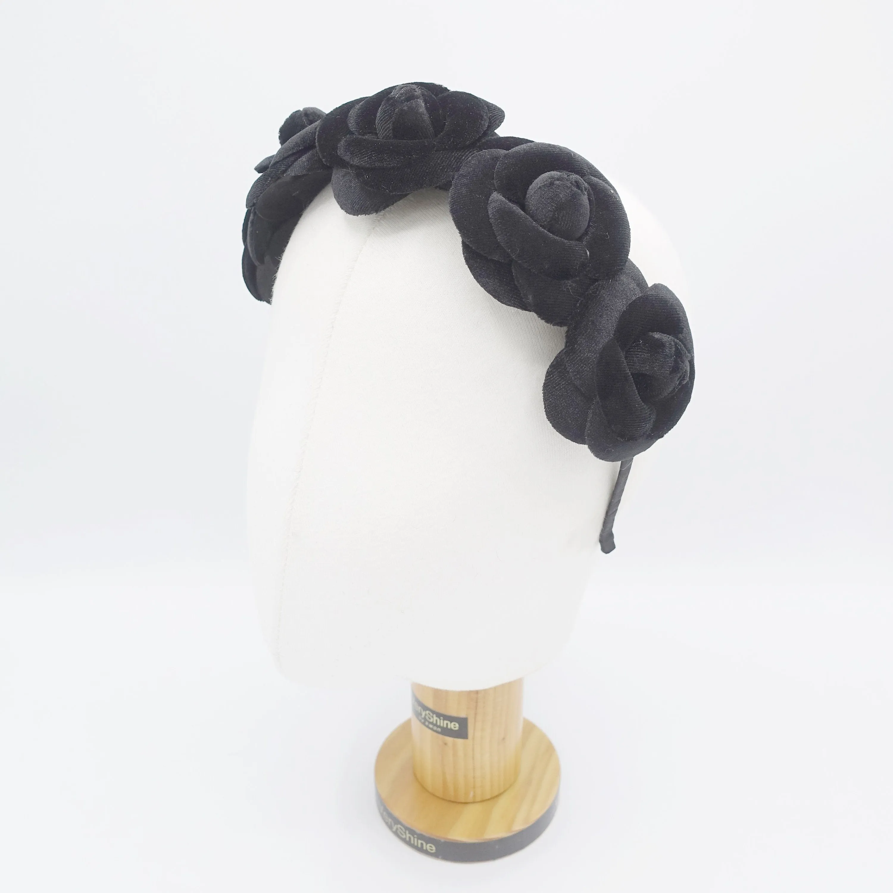 five camellia headband black camellia hairband