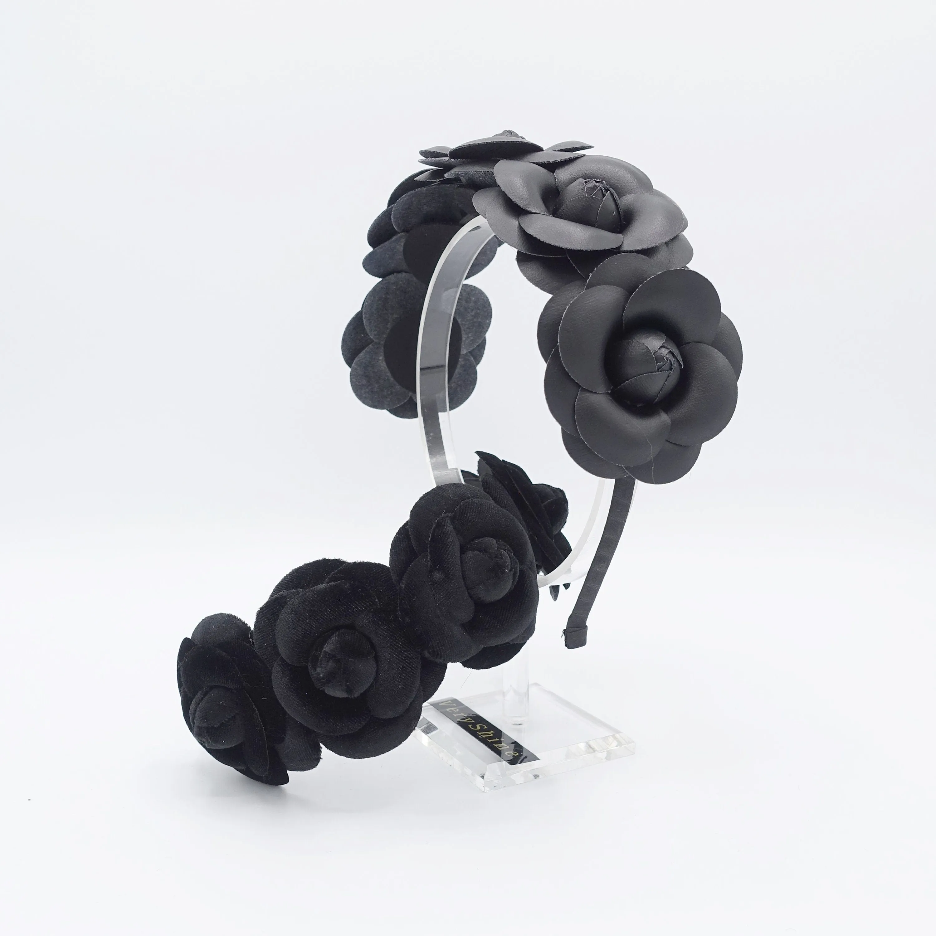 five camellia headband black camellia hairband