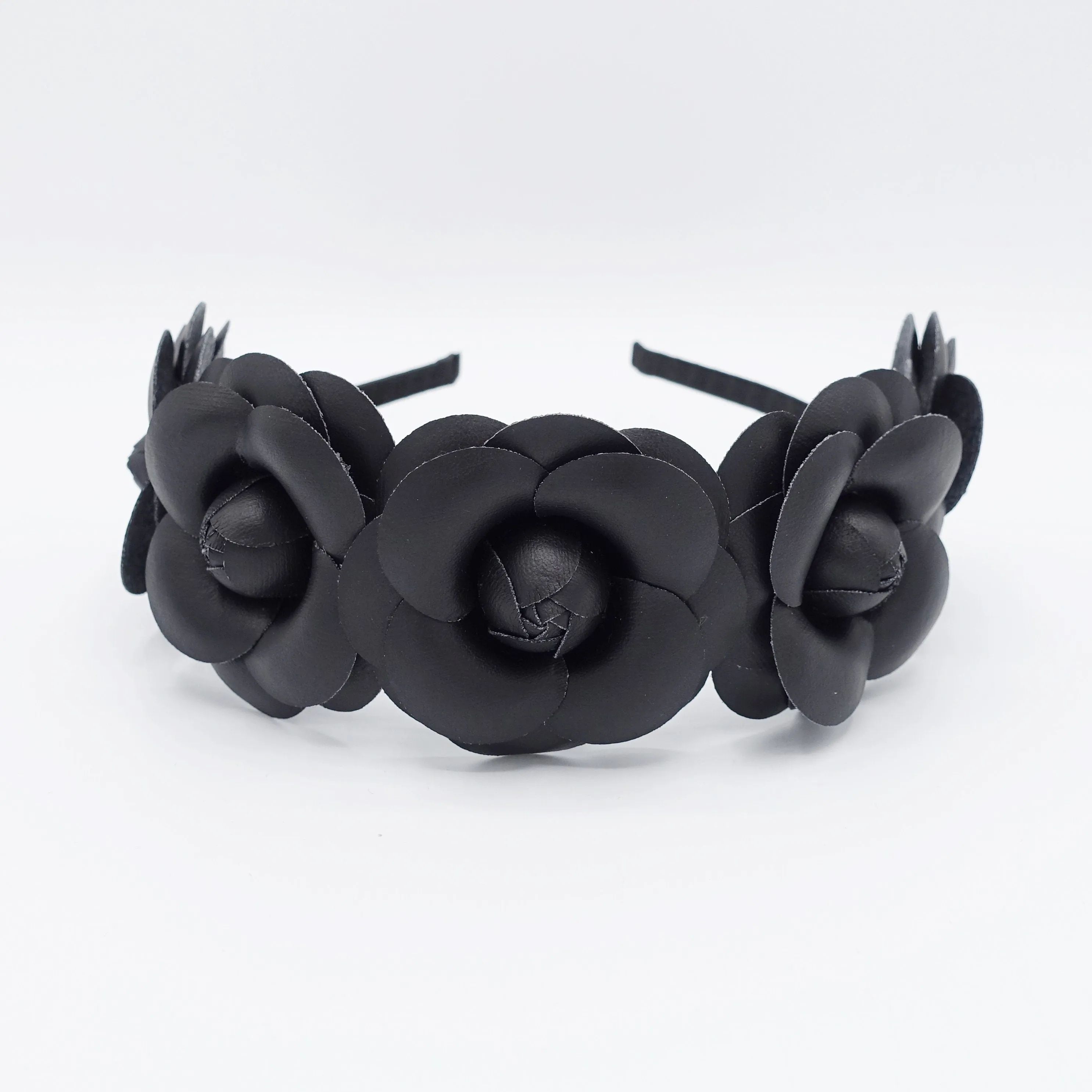 five camellia headband black camellia hairband