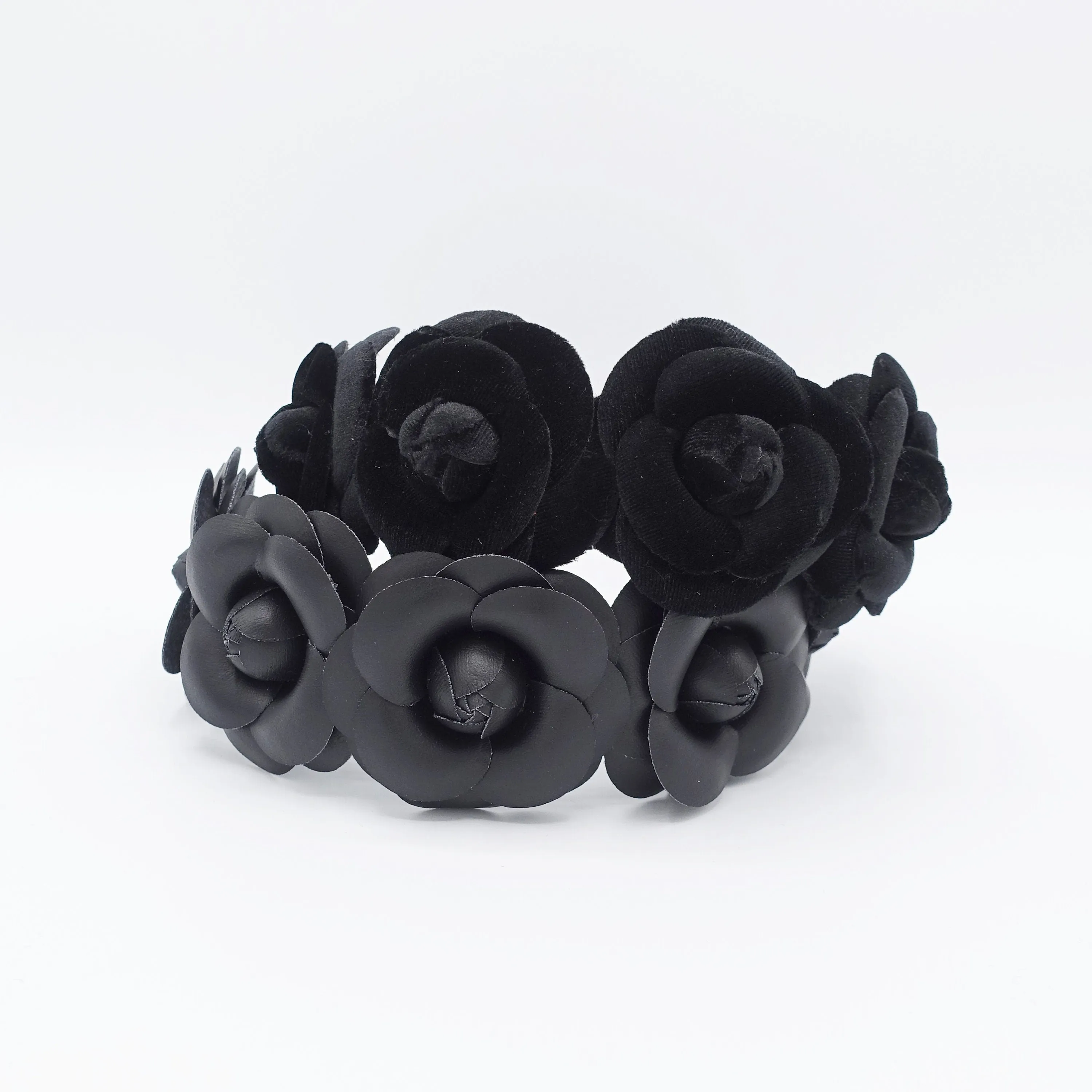 five camellia headband black camellia hairband