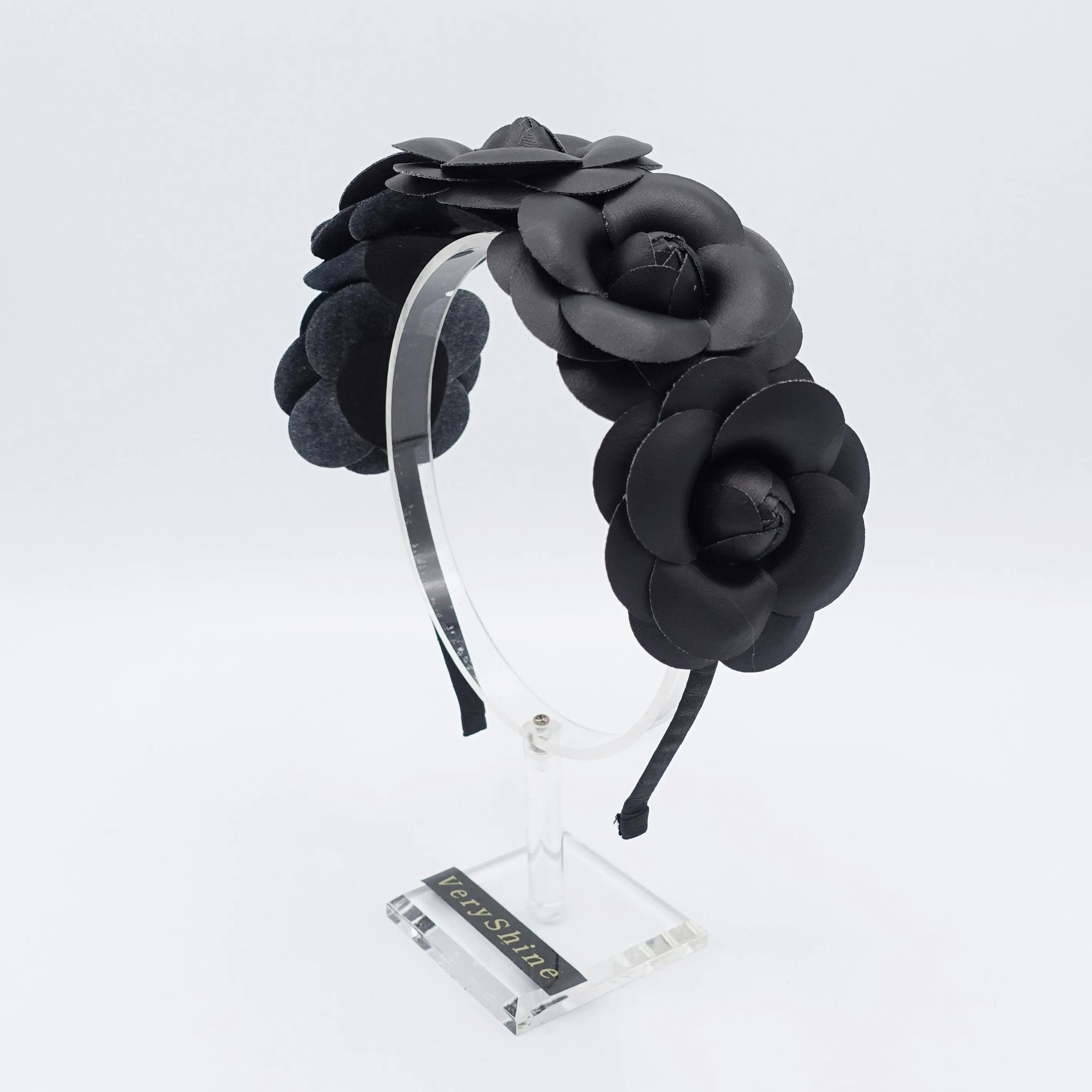 five camellia headband black camellia hairband