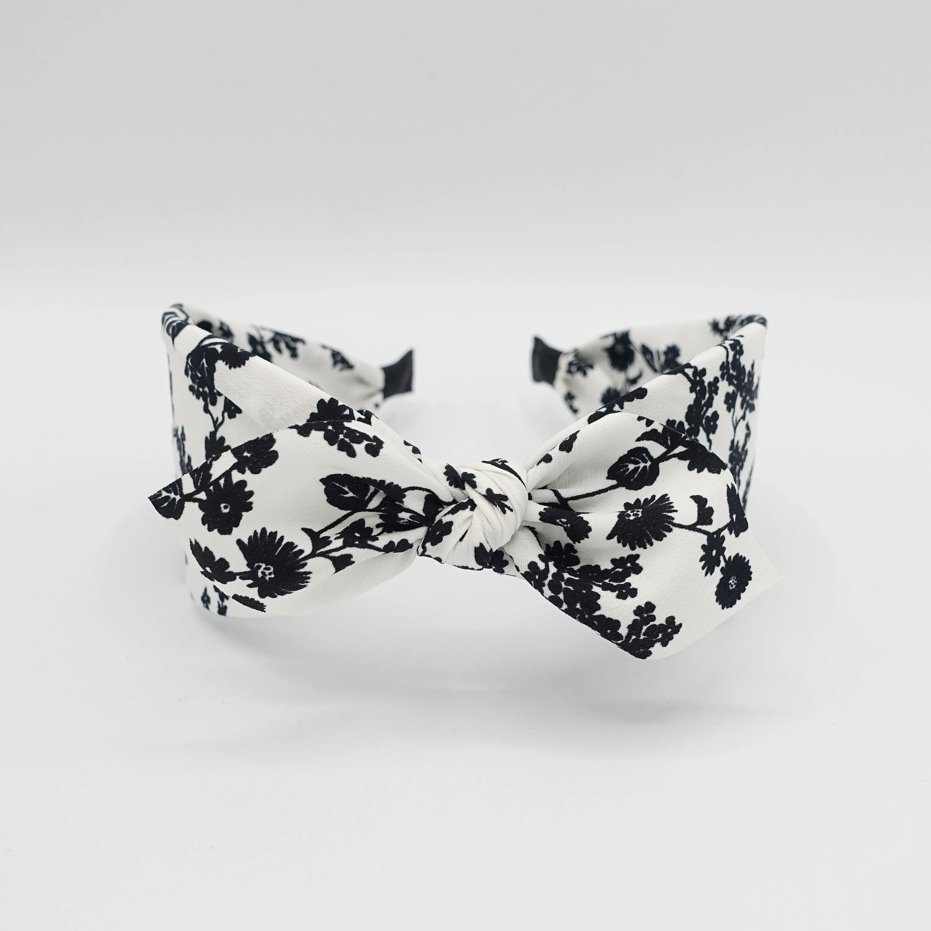 flower stem print headband bow knot floral hairband for women