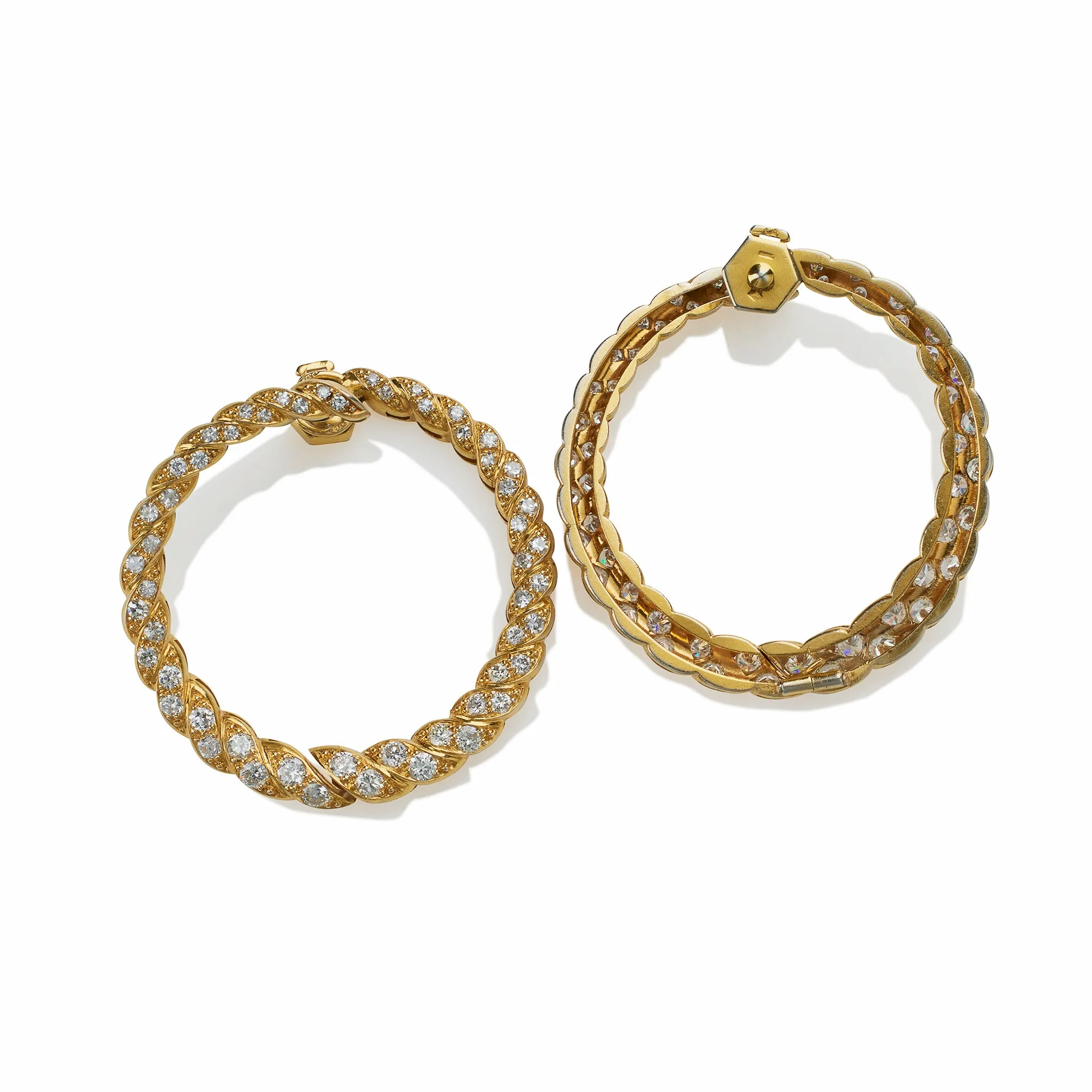 French Diamond Hoop Earrings