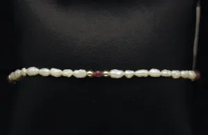 Freshwater Rice Pearl and Garnet Bracelet