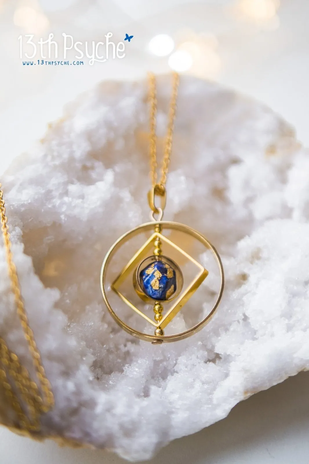 Galaxy inspired earth planet spinner necklace