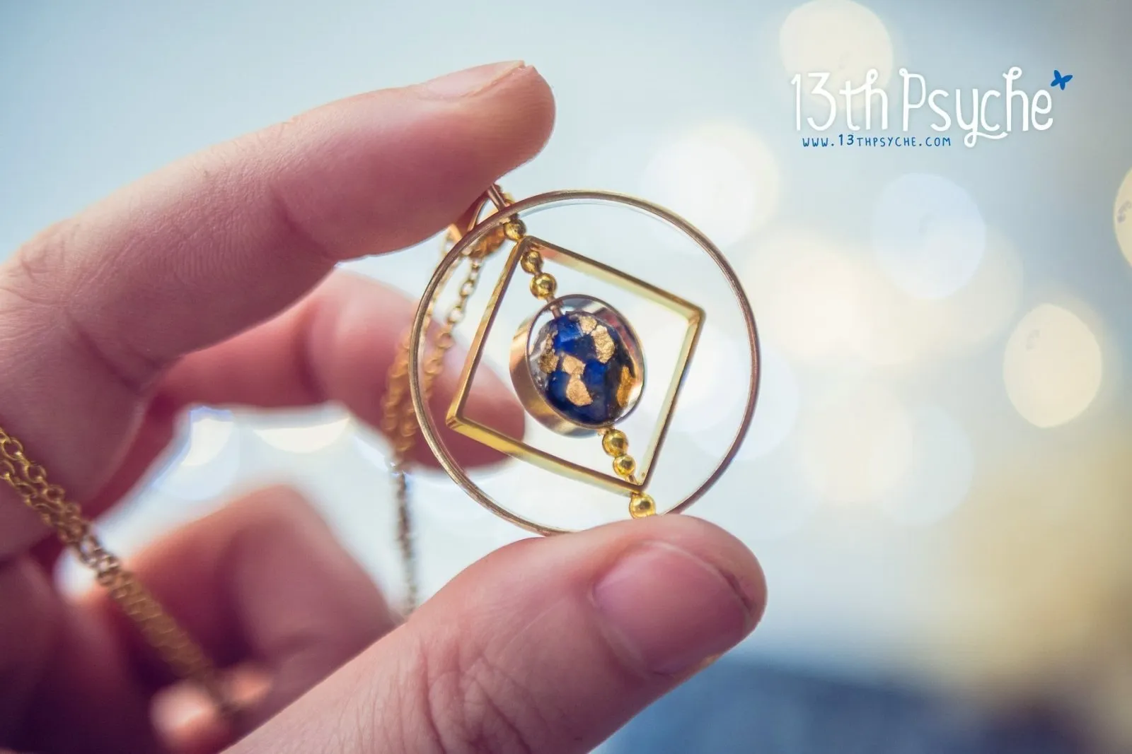 Galaxy inspired earth planet spinner necklace