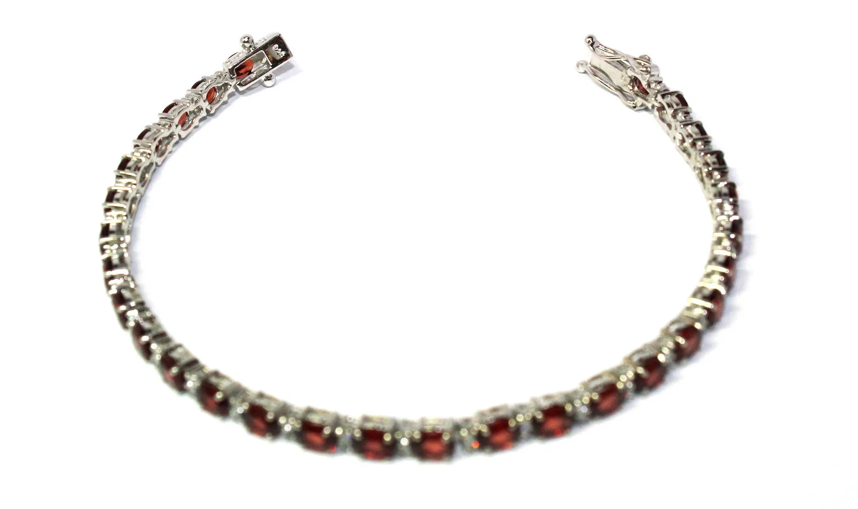 Garnet & Cubic Zirconia Bracelet in Sterling Silver