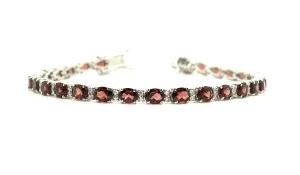 Garnet & Cubic Zirconia Bracelet in Sterling Silver