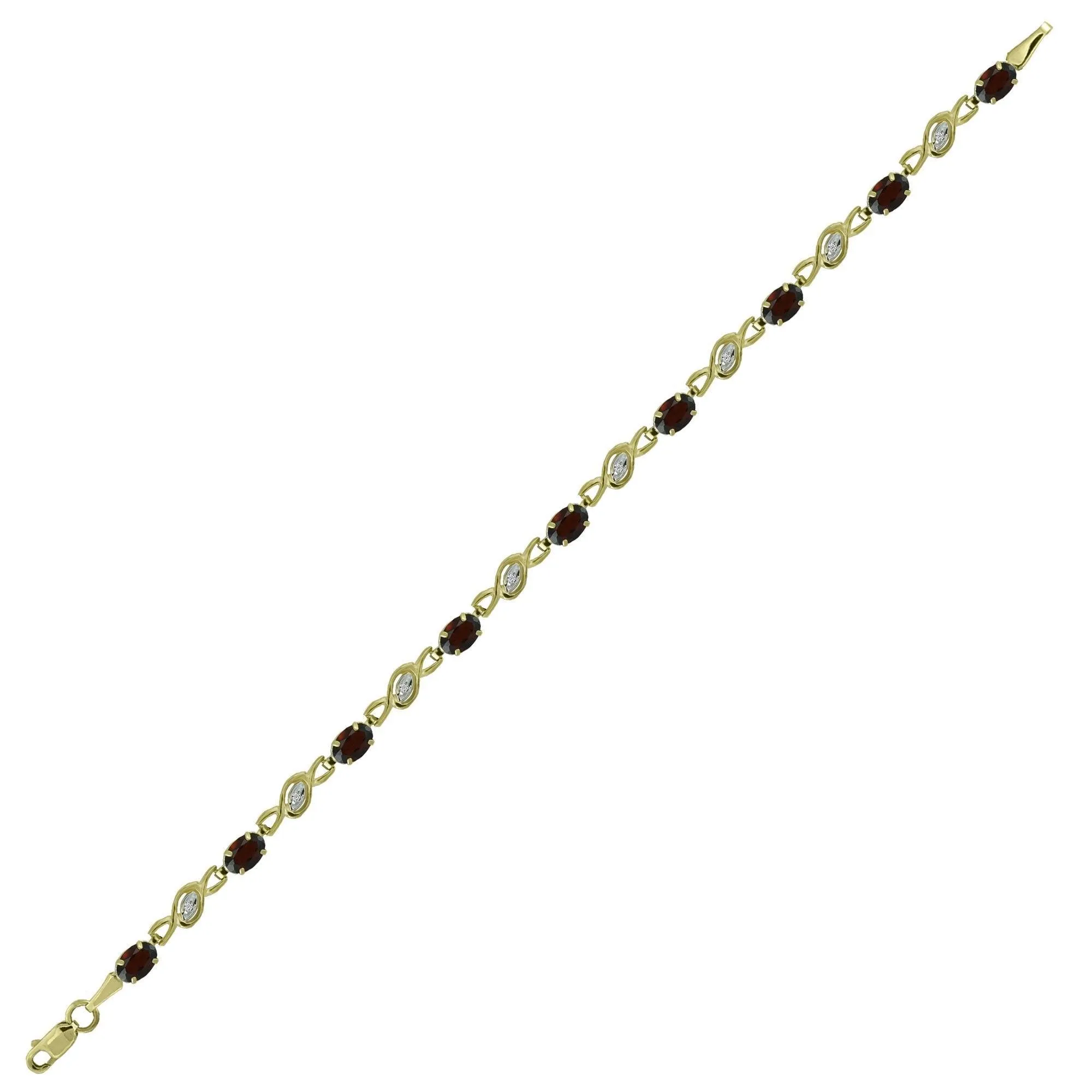 Garnet and Diamond Fashion Bracelet in 10K Yellow Gold