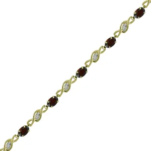 Garnet and Diamond Fashion Bracelet in 10K Yellow Gold