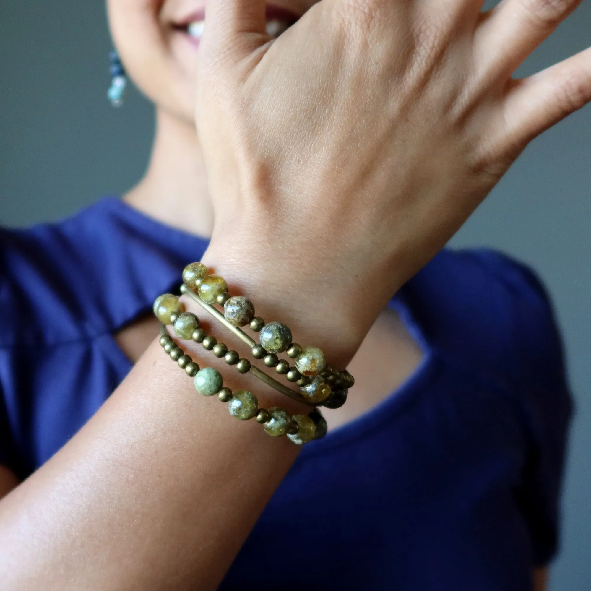 Garnet Bracelet Coil of Green Goodness Gems