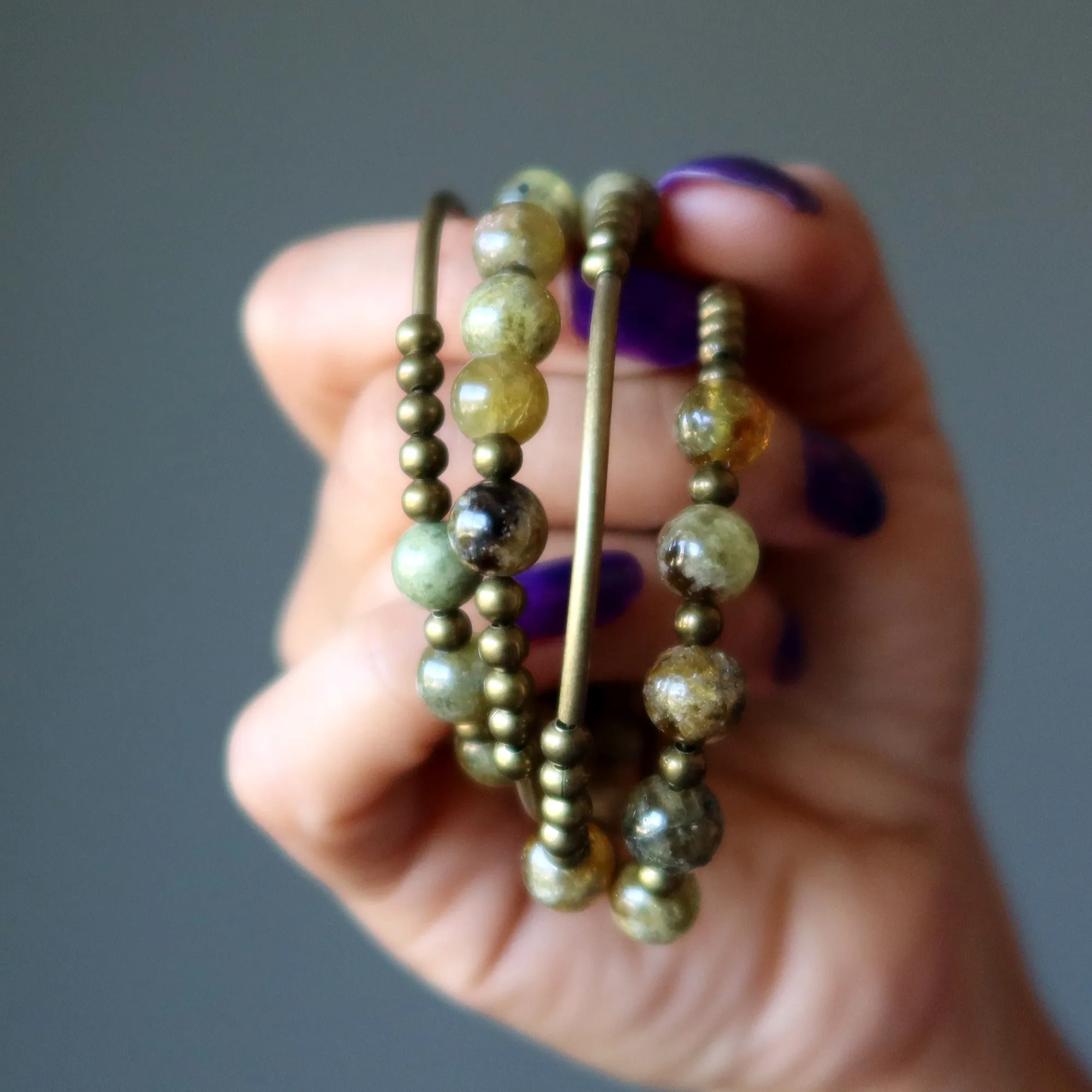 Garnet Bracelet Coil of Green Goodness Gems