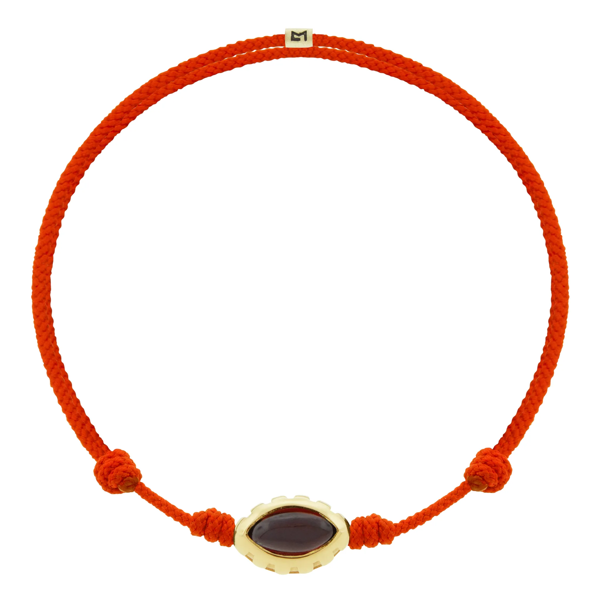 Garnet Eye of the Idol on Tomato Cord Bracelet