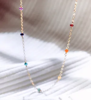 Gemstone Chakra Chain Necklace in Sterling Silver or 14k Gold Filled