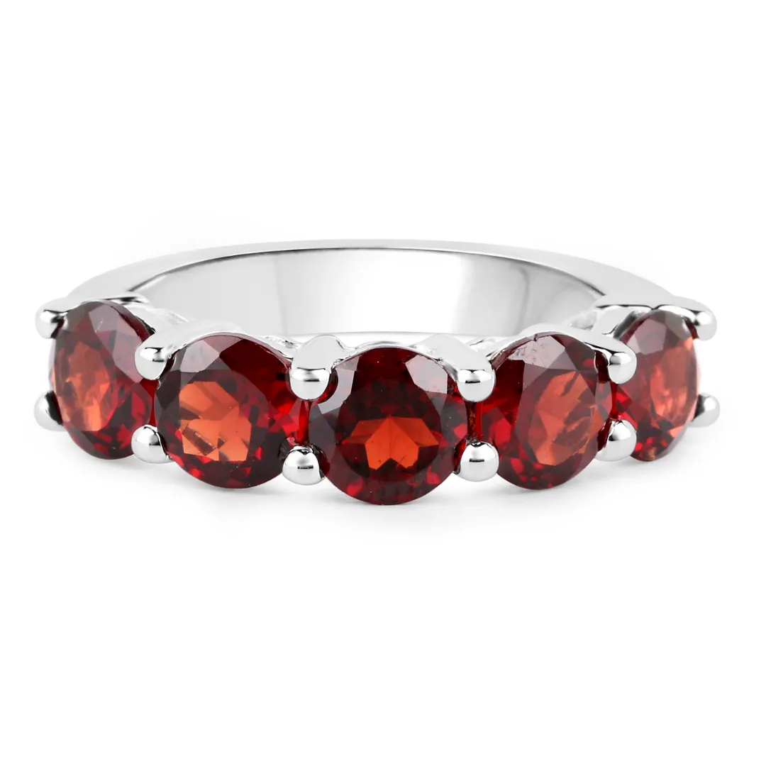 Genuine Garnet 5 Stone Ring