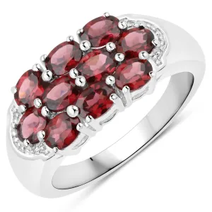 Genuine Rhodolite Garnet Silver Cluster Ring