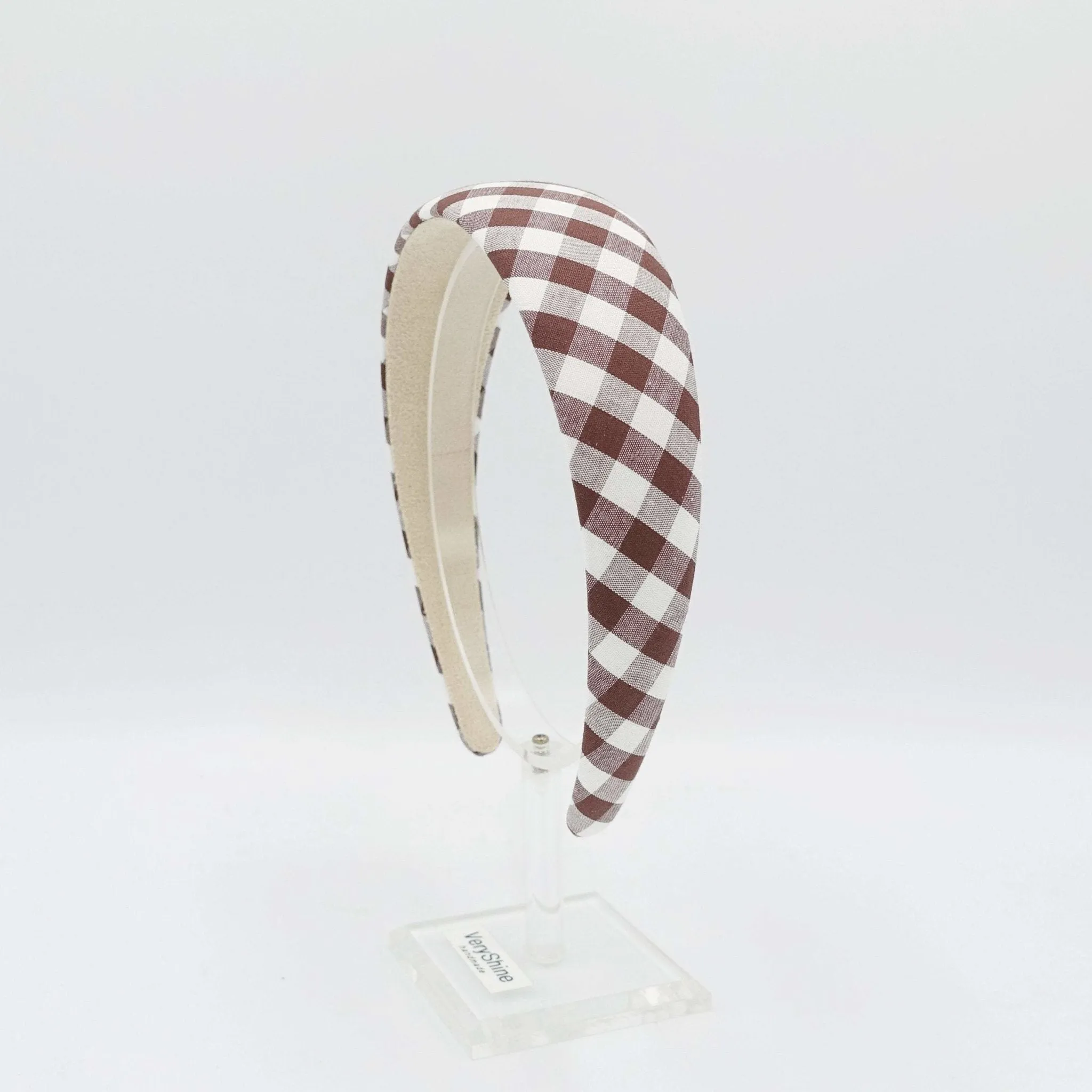 gingham check headband lightly padded hairband casual hair accessory for women