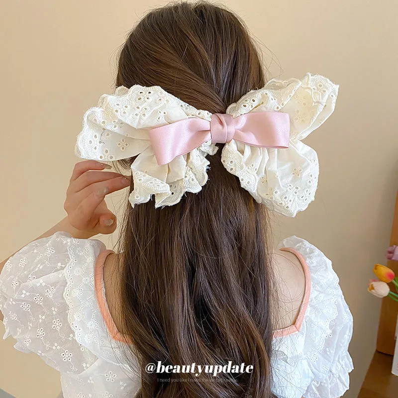 Girl's fabric bow hairpin