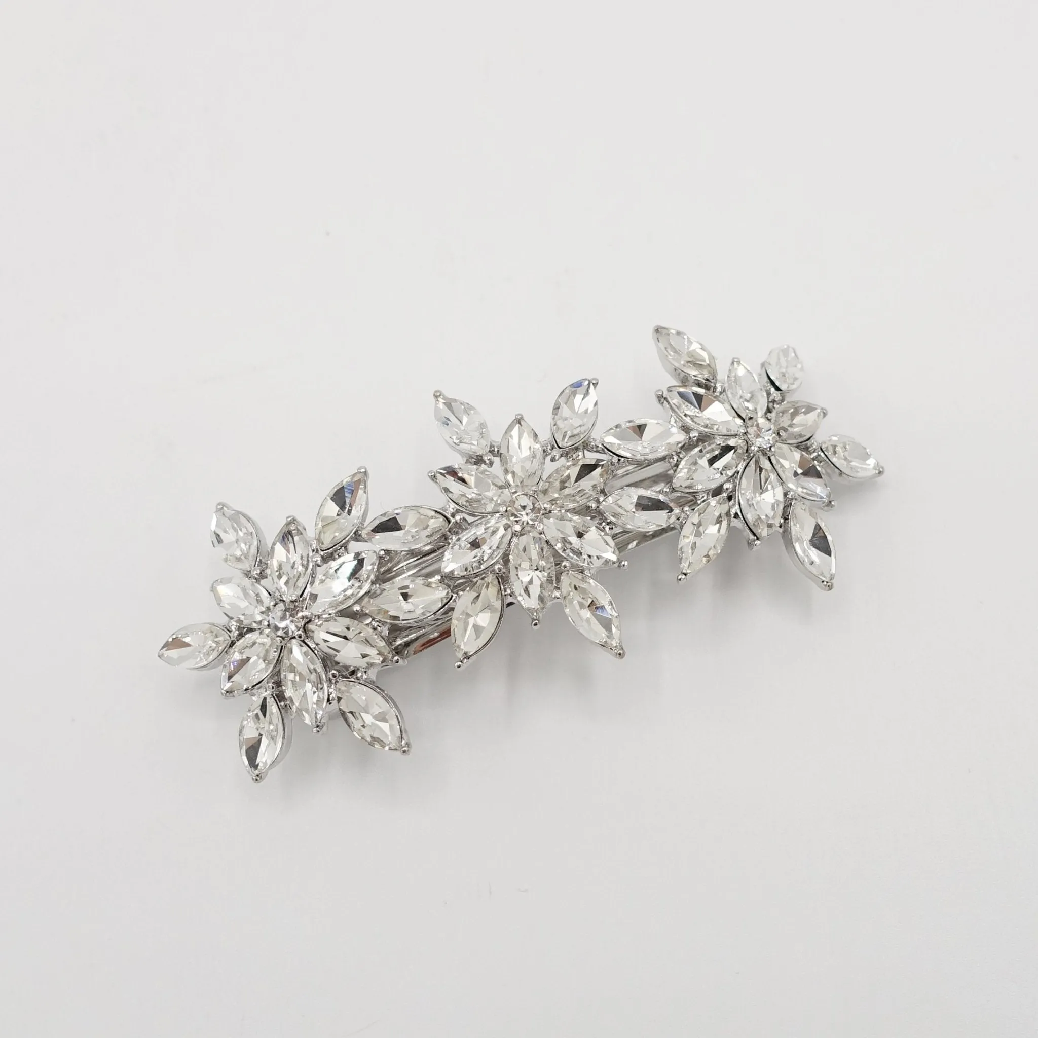 glass rhinestone embellished snow flower hair barrette women hair accessory