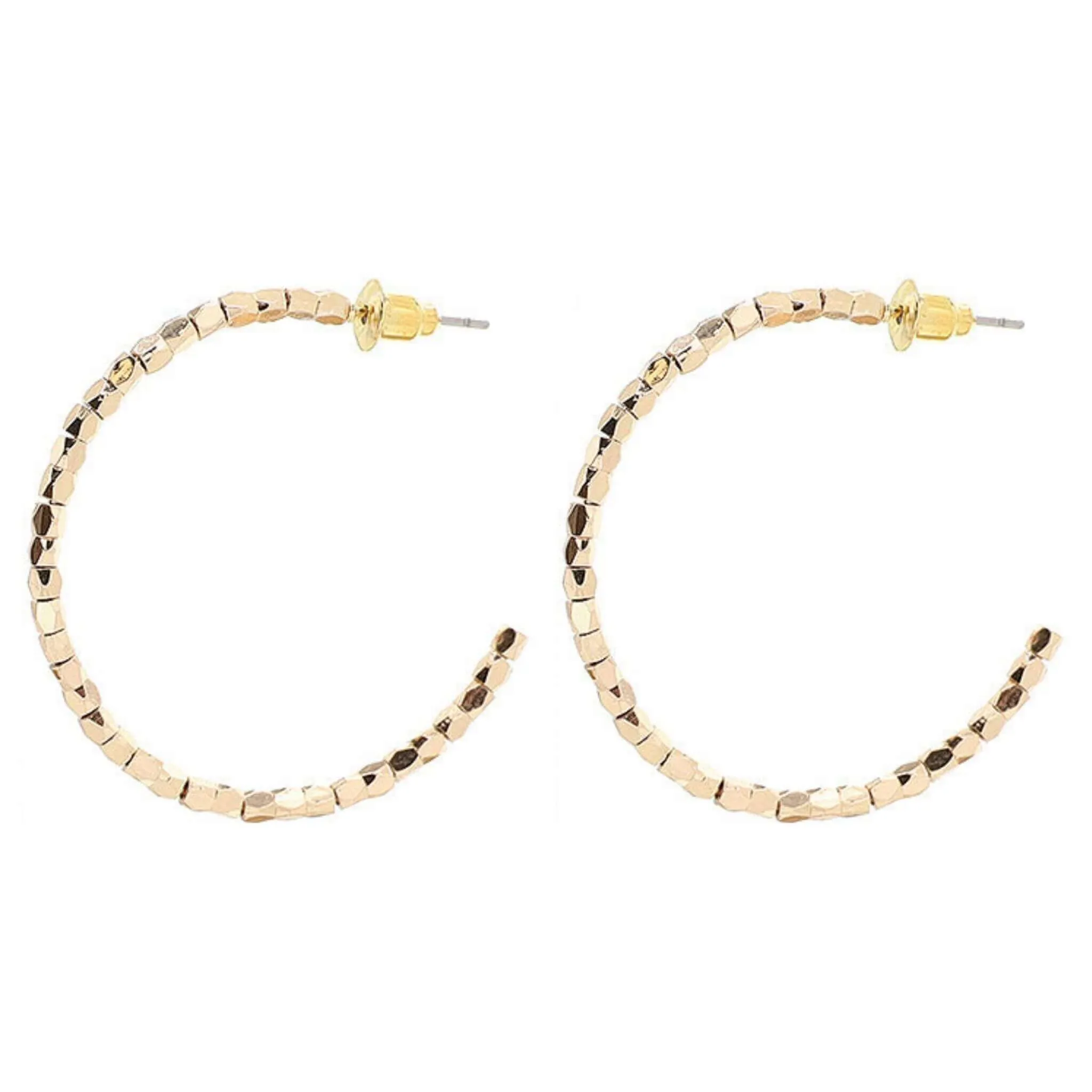 Gold Beaded Hoop Earrings