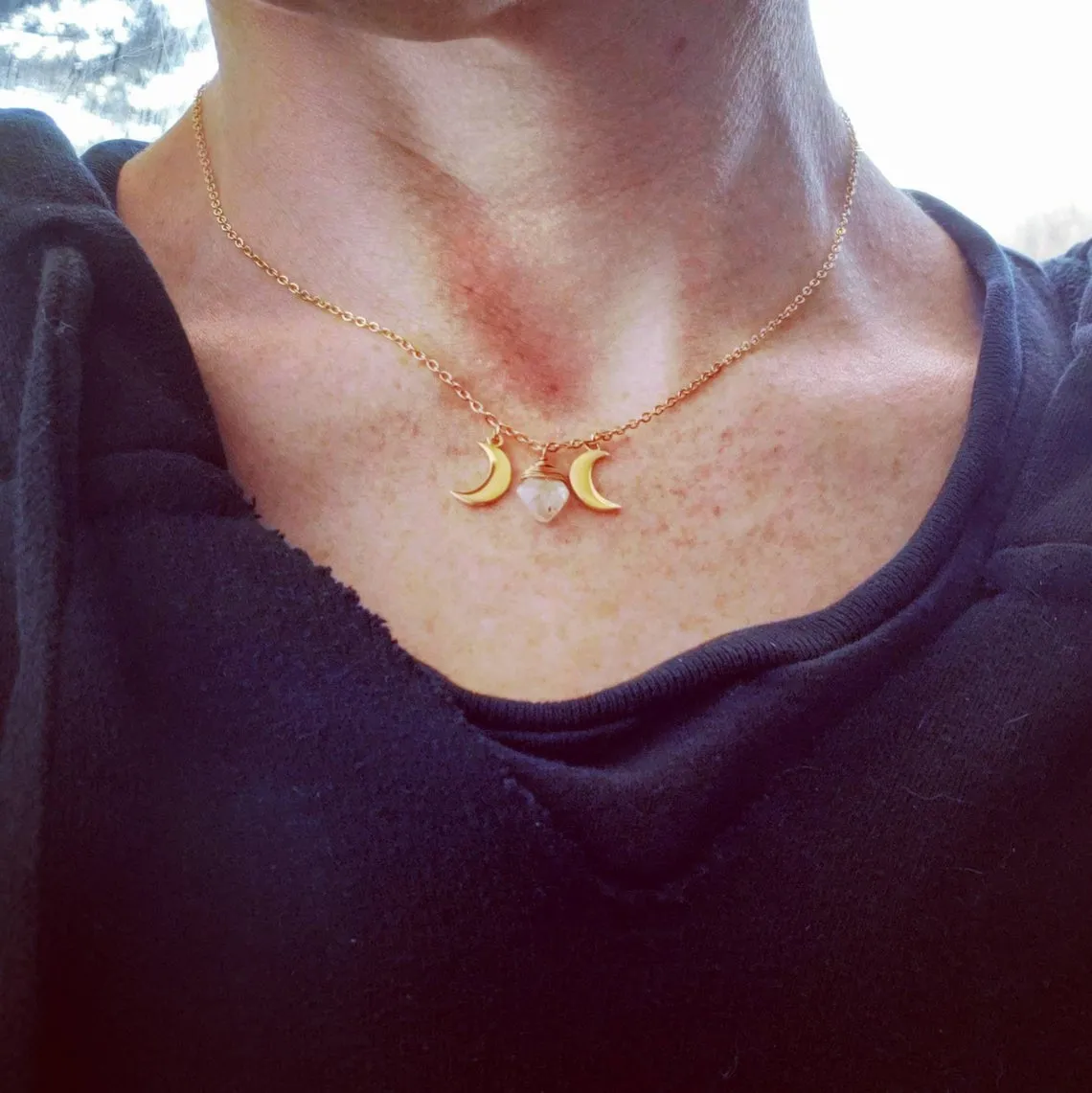 Gold Moon phase necklace