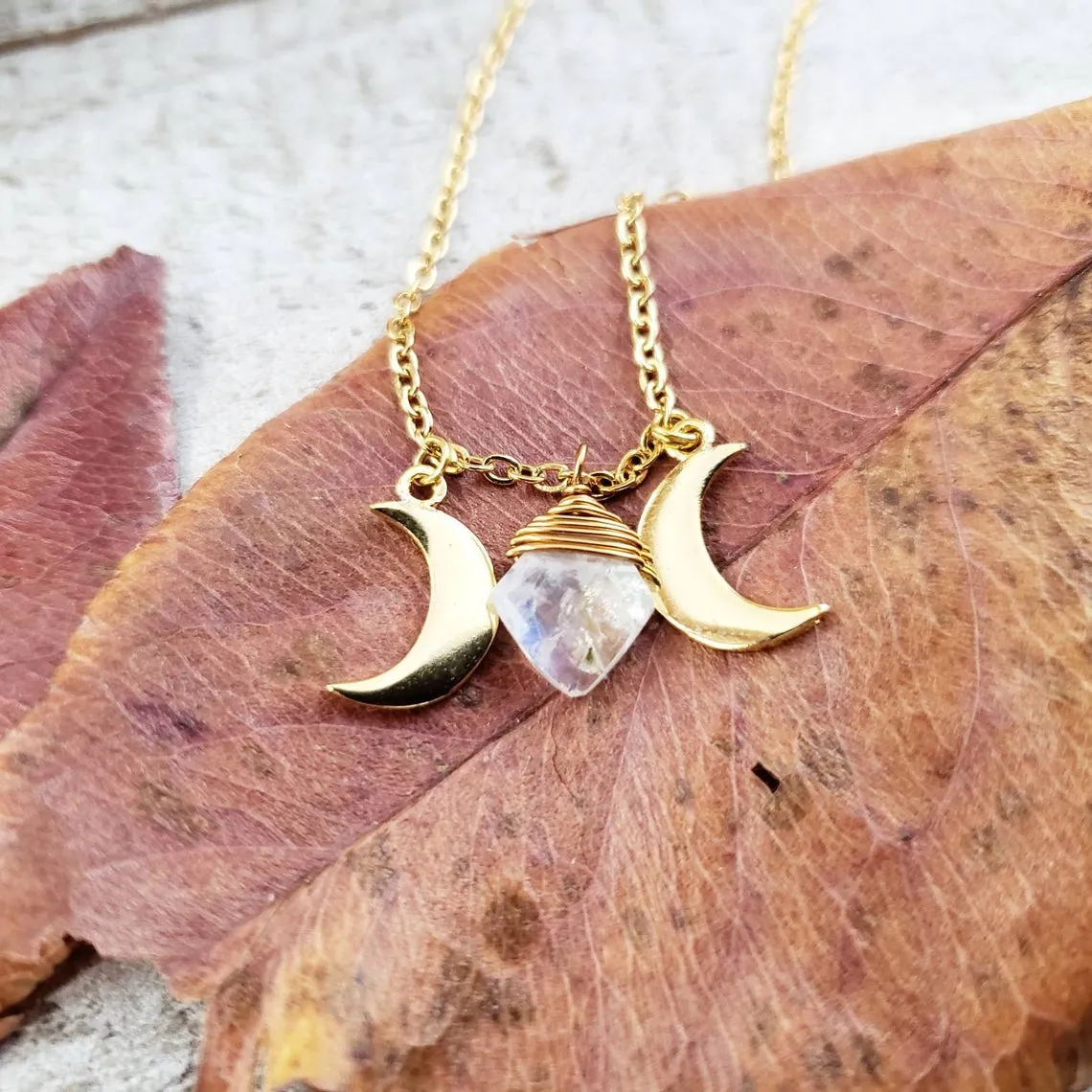 Gold Moon phase necklace