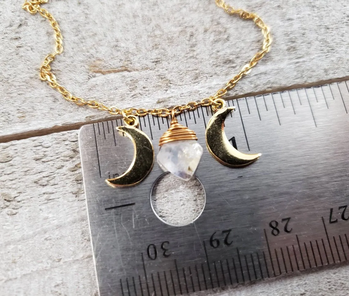 Gold Moon phase necklace