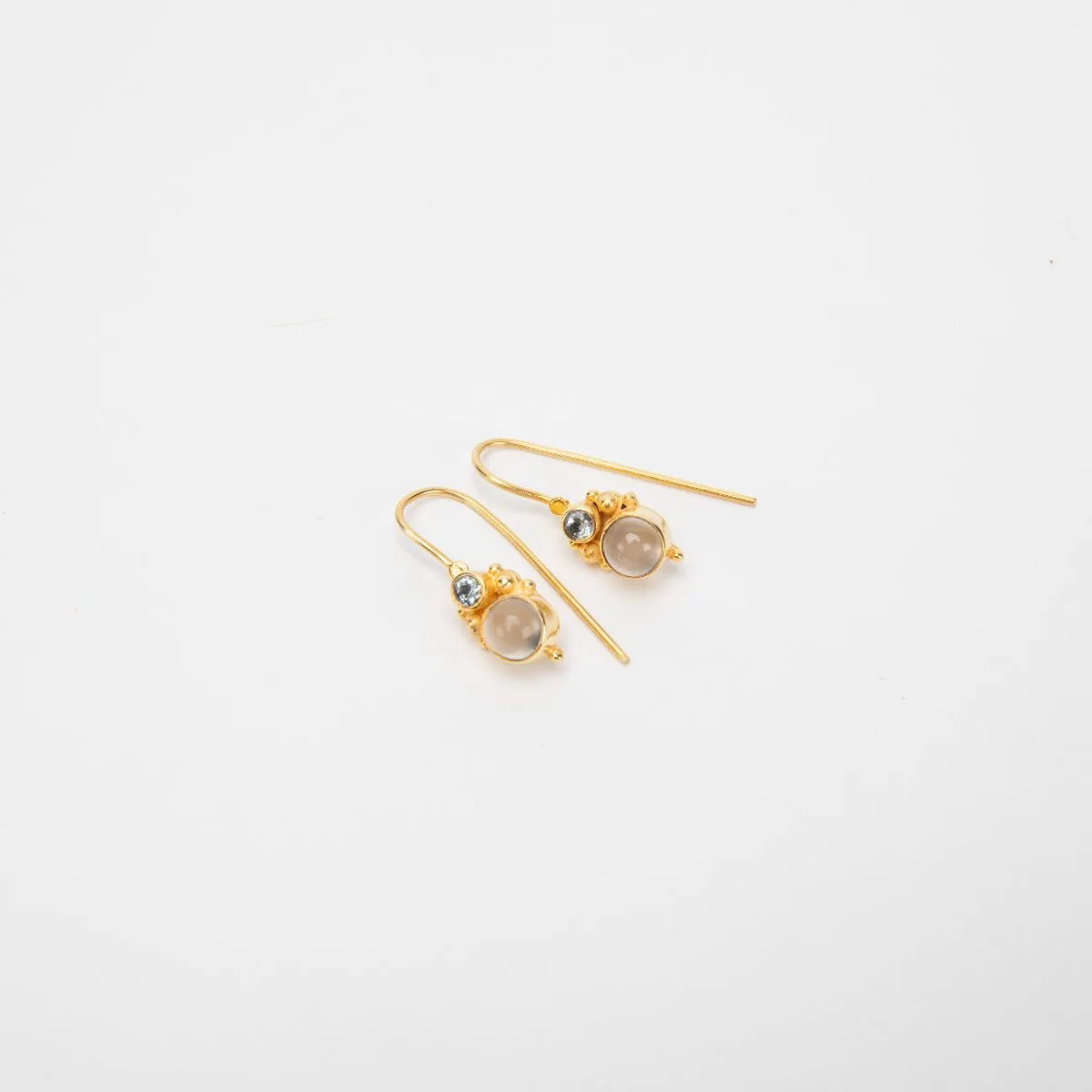 Gold Plated Moonstone and Blue Topaz Drop Earrings