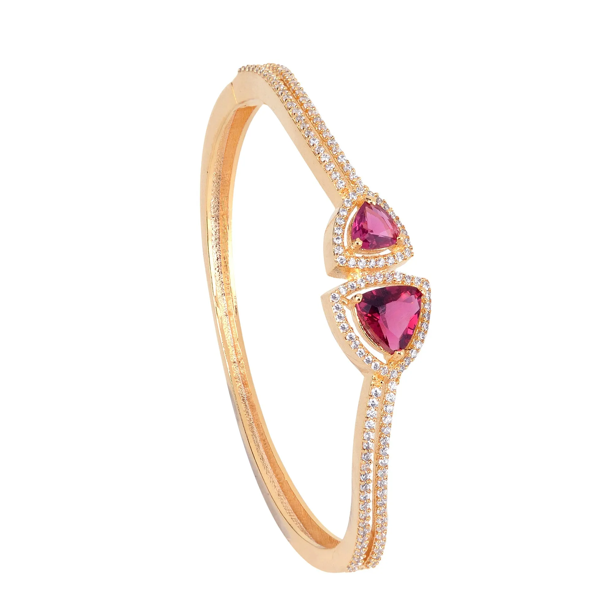 Gold Plated Ruby American Diamond Handcrafted Bracelet For Women And Girls - Saraf Rs Jewellery