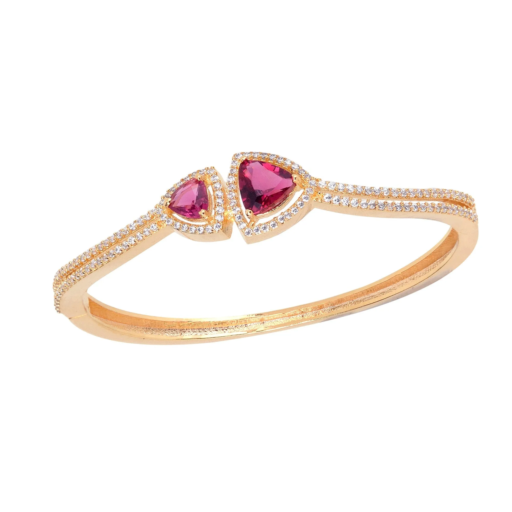 Gold Plated Ruby American Diamond Handcrafted Bracelet For Women And Girls - Saraf Rs Jewellery